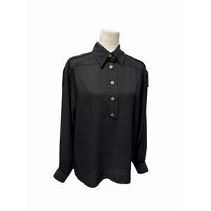 Louis Vuitton Uniforms Black Logo Gold Buttons Long Sleeve Blouse Top Sz 36 US 4